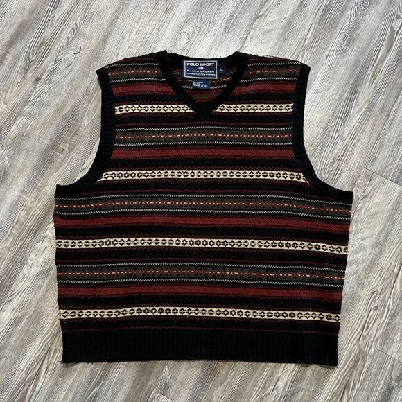 Polo Sport Ralph Lauren Lambswool Sweater Vest Fair Isle XL - Picture 1 of 5